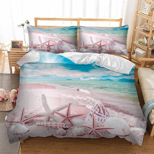 

3d bedding set starfish ocean duvet cover pillowcase twin  king size bedclothes 3pcs home textiles