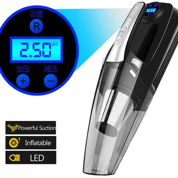 

car wireless vacuum cleaner digital display dry air pump and 4000mbar cigarette lighter wet vacuum cleaner