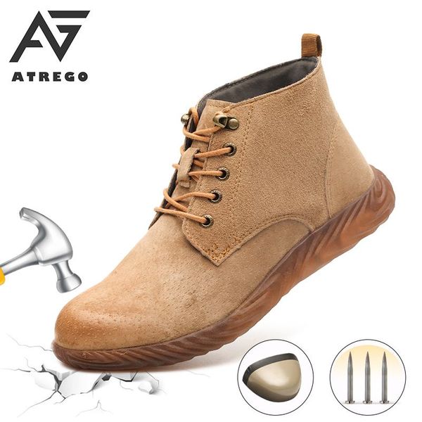 

atrego indestructible men's safety shoes working protective casual breathable camping hiking outdoor sports work running shoes, Black