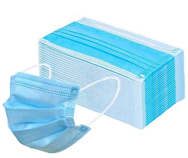 

3-layer Disposable Protective Masks Dustproof Mask Non-Woven Layer Filter Facial Mask Anti-dust Anti-fog Mouth Mask 50 Pcs