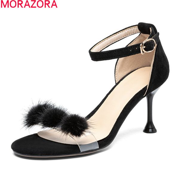 

sandals morazora 2021 big size 33-43 fashion party wedding shoes stiletto high heels square toe women pumps summer, Black