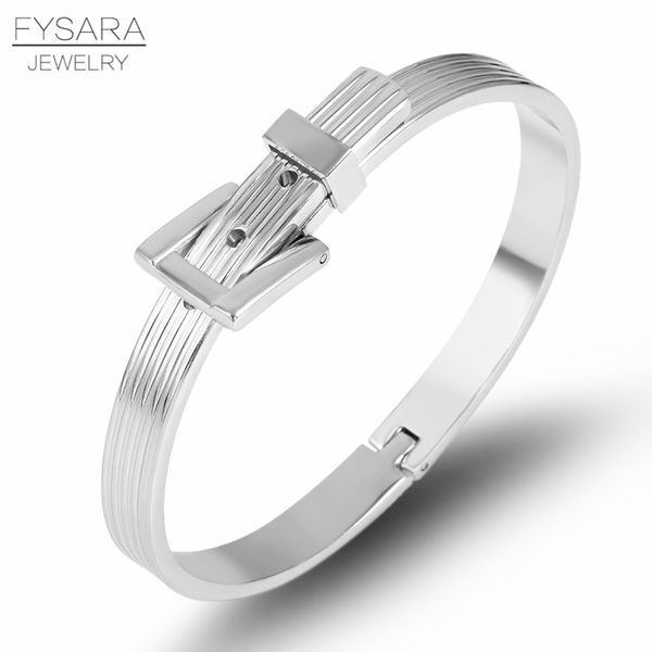 

fysara belt charm bracelet female personality stainless steel round circles bracelets female luxury wristband bangles jewelry, Black