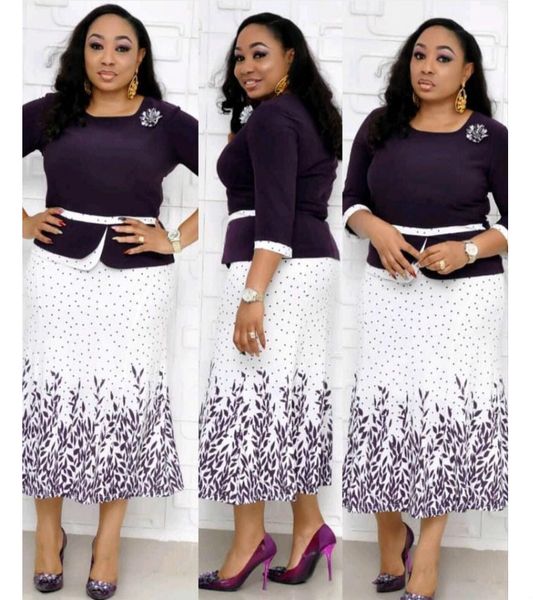

2019 autumn fashion style african women o-neck printing polyester plus size dress l-3xl, Red