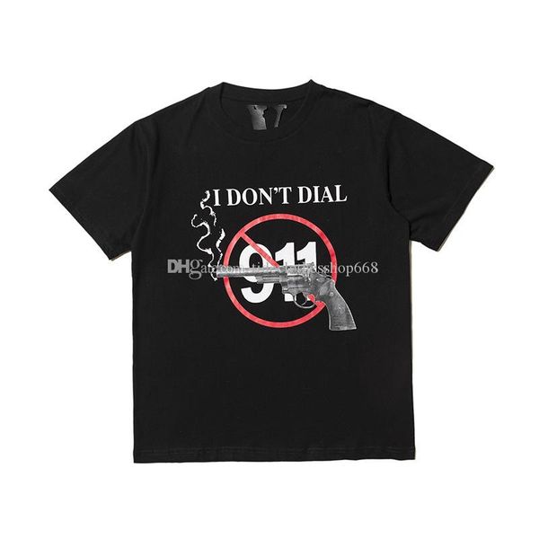 

2020 tide brand year new limited revolver 911 old distressed printed v bullet short sleeve t-shirt, White