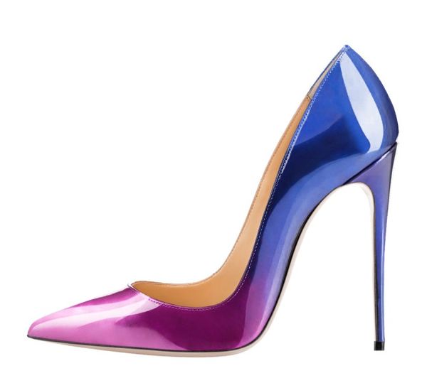 

new women party style lady nude patent leather point toe high heels dress shoes pumps 120mm 100mm genuine leather shoes plus size 34-46, Black