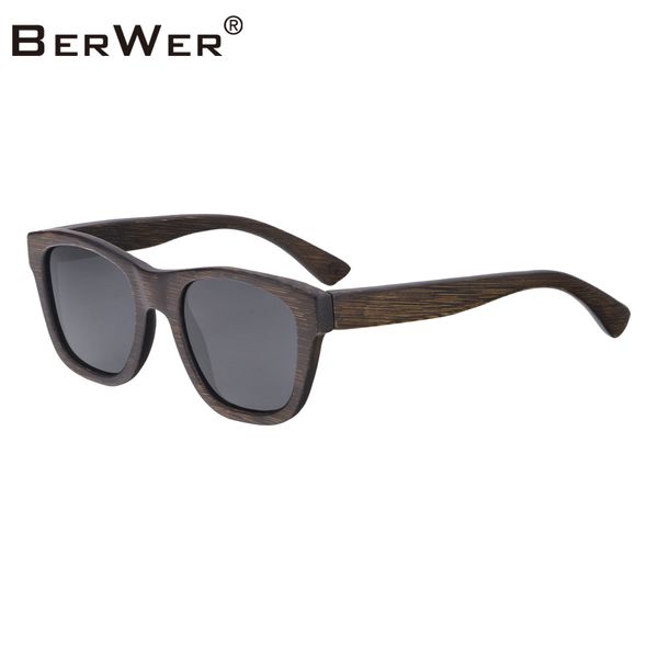 

berwer bamboo wood polarized sunglasses women men brand designer sunglass sport sun glasses, White;black