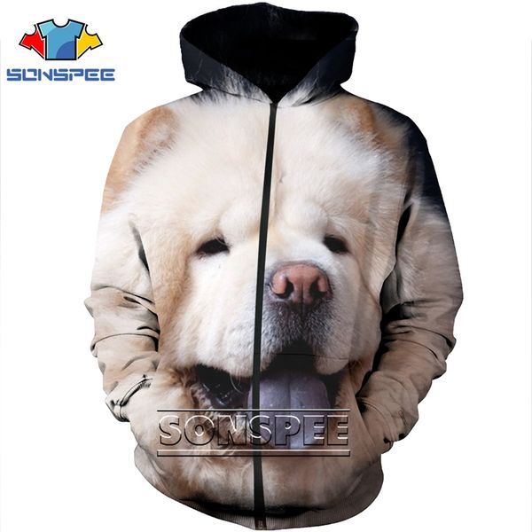 

толстовка 3d печати животных чау-чау мужчины женщины рубашка рок-группа куртка harajuku толстовка рубашка молния аниме собака с длинным рука, Black