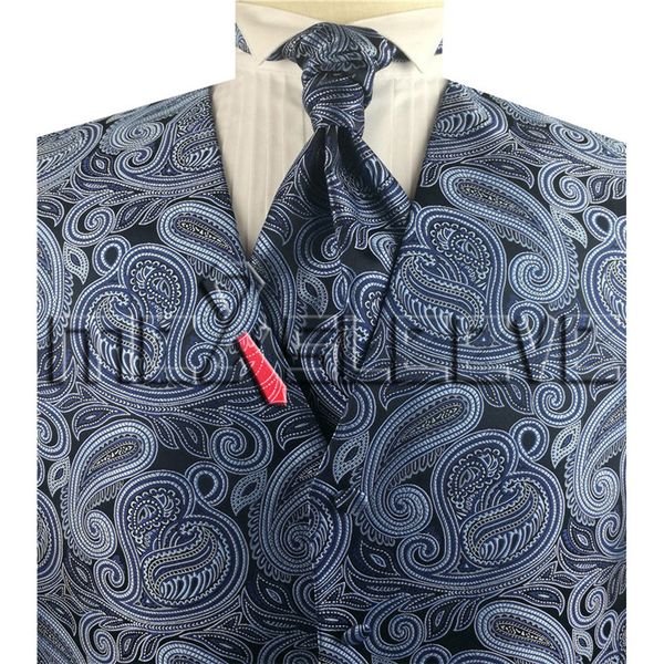 

classic design formal suits navy multi-color +ascot+hanky+cufflinks, Black;white