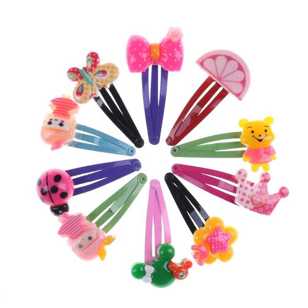 

10pcs mixed assorted baby kid children girls cartoon hair pin clips hairpin bow, Slivery;white