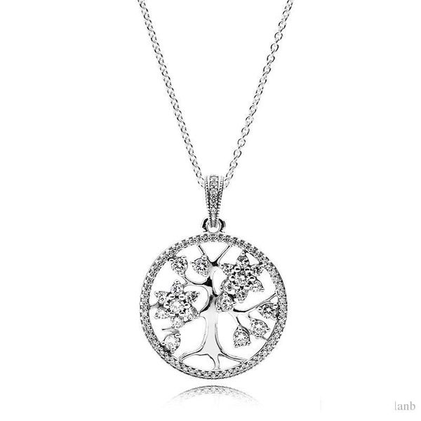 

925 sterling silver family tree of life pendant necklace with logo engraved fit pandora jewelry men women necklace
