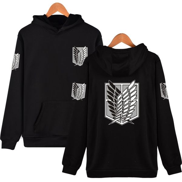 

2017 latest fashion hoodies attack on titan harajuku hooded sweatshirt recon corps design hoodie hip hop clothing hot sale, Black