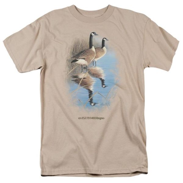 

2020 отпечатано мужчина тенниски хлопка с коротким рукавом wildlife утренних размышлений канады гусей мужской regular fit t-shirtwomen тенни, White;black