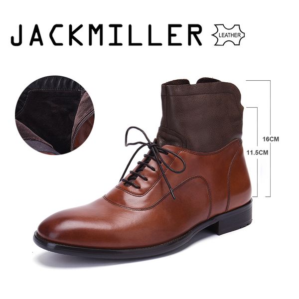 

jackmiller лучшие из натуральной кожи мужчин сапоги весна осень ботильоны мода обувь зашнуровать обувь мужчины бизнес, Black