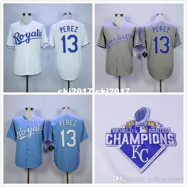 

mens 13 salvador perez jersey white gray blue, Blue;black