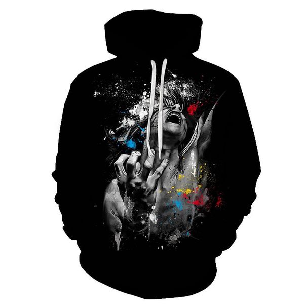 

3d print sweater punk funny style hoodie street fashion funny casual sweater pattern print hoodie sweatshirt, Black