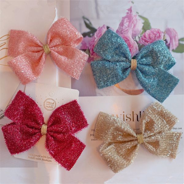

8pcs/lot fashion glitter bow sparkly hair clip for kids girls hairpin children hair barrettes christmas accessories, Slivery;white
