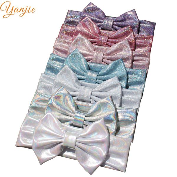 

arrival turb 1pc 2020 girl 5" metallic hair bows headband elastic korean style girls hair accessories for headwrap hair band accesorios, Slivery;white