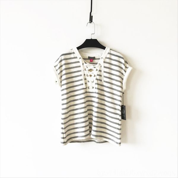 

casual women's drawstring strap loose horizontal short-sleeved t-shirt simple casual women's drawstring strap loose horizontal sho, White