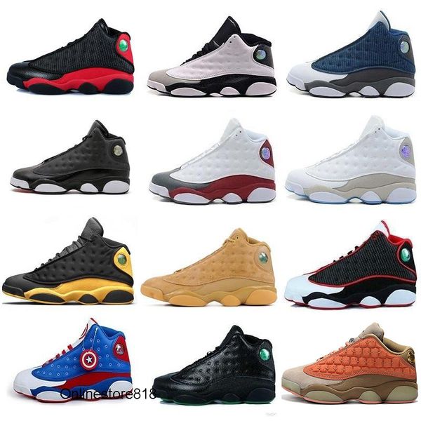 

13s 13 black cat men women basketball shoes flint bred olive melo class of 2002 wheat grey all star j13 sneakers