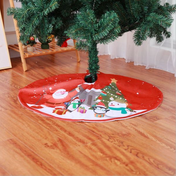 

90cm red cartoon style xmas merry christmas tree skirts santa chrismas decorations 2018 for home alfombra para arbol de navidad