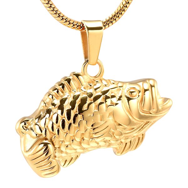 

lkj10924 gold fish good luck ожерелье вечная любовь мемориальная урна медальон из нержавеющей стали кремация ювелирные изделия мужчины женщи, Silver