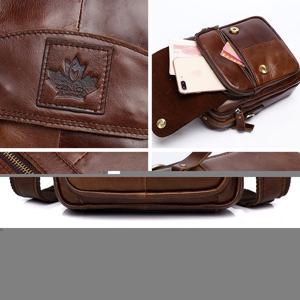 Genuine Leather Messenger Bag Men Shoulder Satchel Business Bags Clutch Handbag