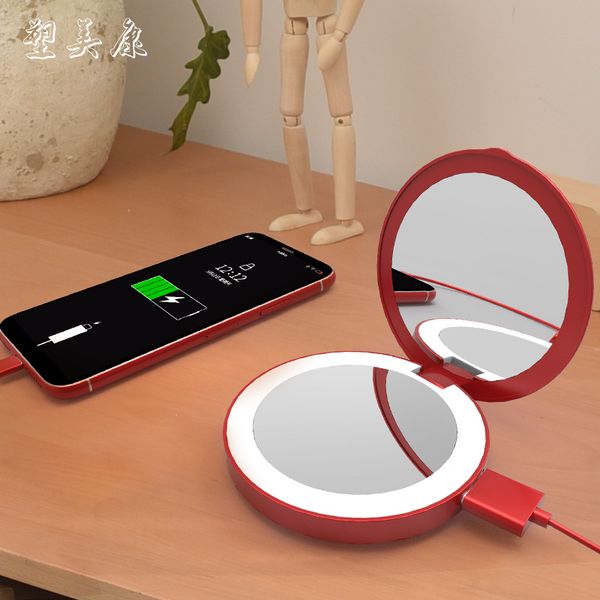 ML003 portátil recarregável Touch Screen Marca carregamento utilização banco de potência Up Mirror com luzes LED Maquiagem Cosméticos USB