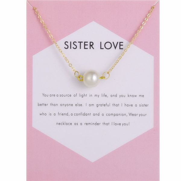 

pearl pendant choker necklaces with card statement gold silver color for fashion women girls sweet jewelry gifts for sister love