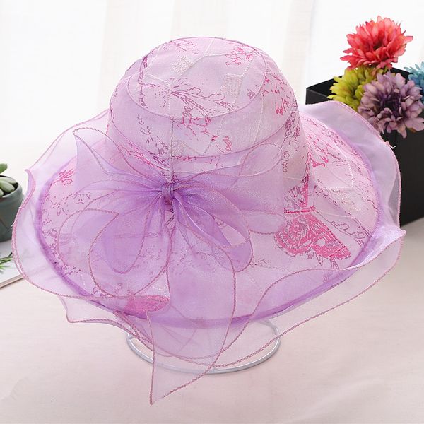 

fashion new eugen mesh large visor collapsible sunscreen ladies beach hat bow hat, Blue;gray