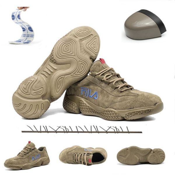 

genuine leather lightweight safety shoes men boots steel toe anti-smashing work sneakers breathable wear-resisting work shoes, Black;brown
