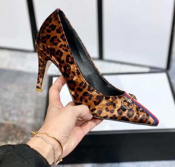 

подлинный box] роскошные новых женщин высокой пятки 75mm насосы leopard свадебное платье sexy скольжения на конский волос натуральной кожи, Black