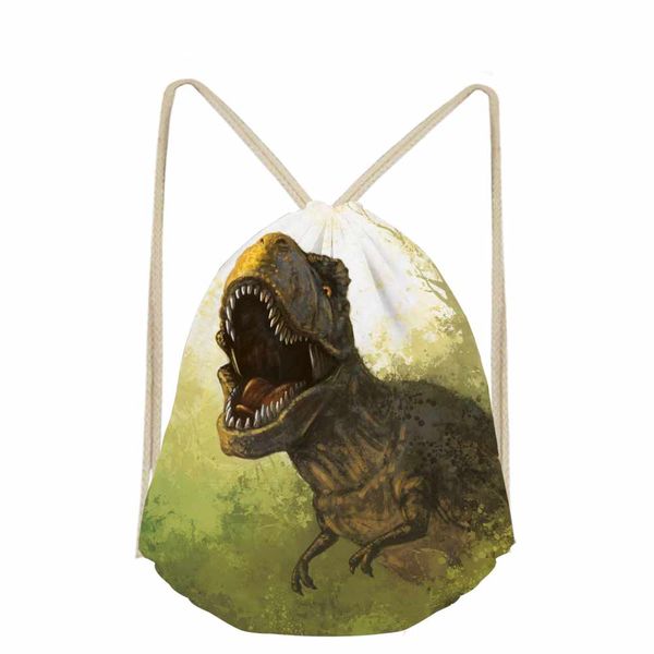 

travel men's backpack jurassic century dinosaur & dragon print drawstring bag casual bagpack boys shoes cloth storage bags