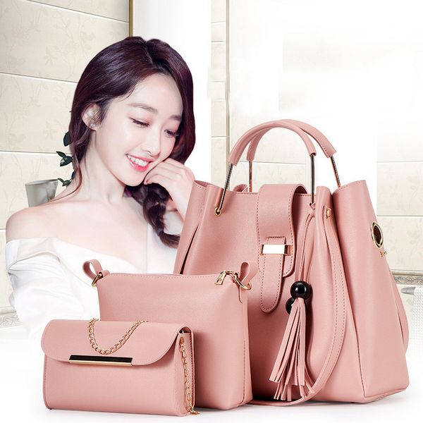 

female vintage tassel handbag women bag set handle large capacity fashion shoulder bag purse ladies pu leather crossbody