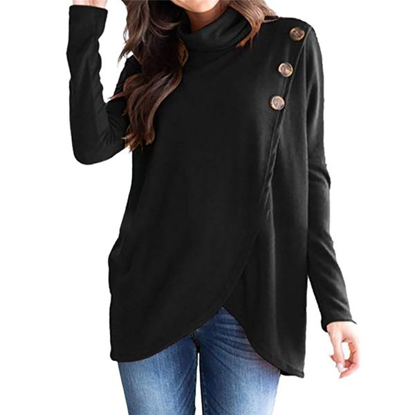 

women turtleneck sweatshirt long sleeve 2018 winter hooded loose women hoodies sweatshirt female #fn23, Black