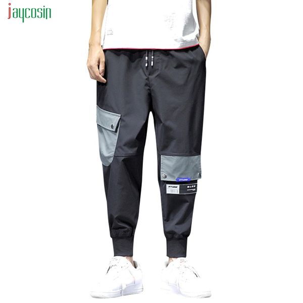 

jaycosin men overalls pants comfortable casual slacks men plus size straight trousers male harajuku summer solid loose pants, Black