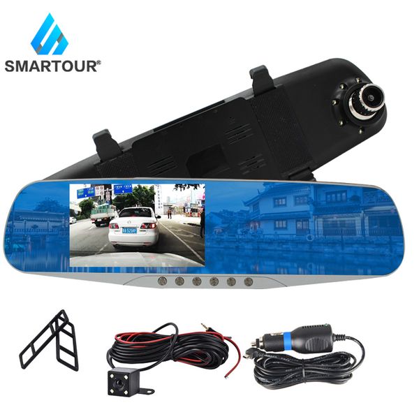 

smartour car dvr camera dual lens rear video rearview mirror full hd 1080p driving recorder night vision cycle recording camera