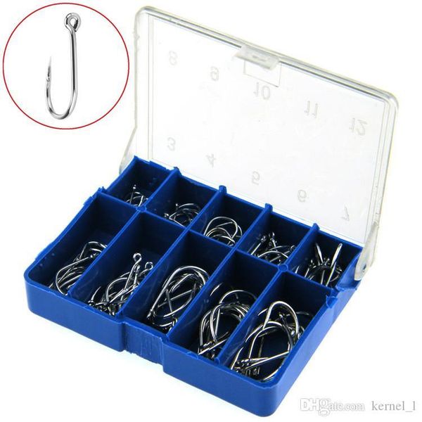 

1000pcs 10box 3-12# silver ise hook high carbon steel barbed hooks fishing hooks pesca carp fishing tackle accessories blue box