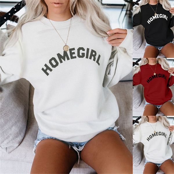 

casual hoodies autumn winter long-sleeved printed round neck women's sweatshirt plus size hoodie sudadera mujer moletom, Black