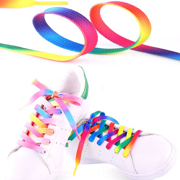 

rainbow shoelaces sneaker bootlace sports shoe flat plimsolls gradient shoelaces 80cm 100cm 120cm, White;pink