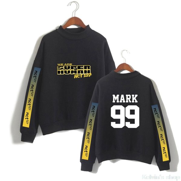 

nct 127 new we are superhuman high collar sweatshirt trend casual street high collar women men long-sleeved sweatshirt plus, Black