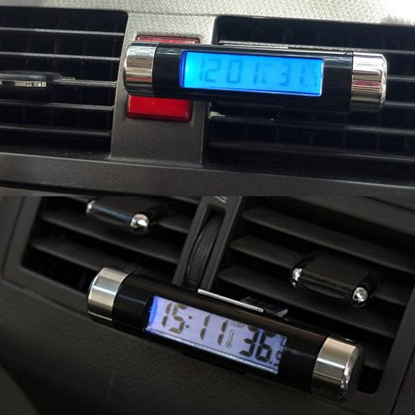 

2018 speedwow 2in1 car auto lcd clip-on digital temperature thermometer clock calendar automotive blue backlight clock
