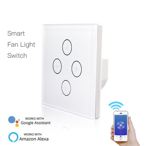 Eu Us Wifi Smart Ceiling Fan Light Wall Switch Phone Time Voice