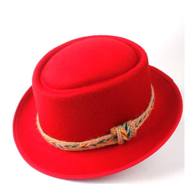 

2020 fashion men women pork pie hat flat trilby fascinator hat dance party for lady jazz gentleman flat fedora jazz, Blue;gray