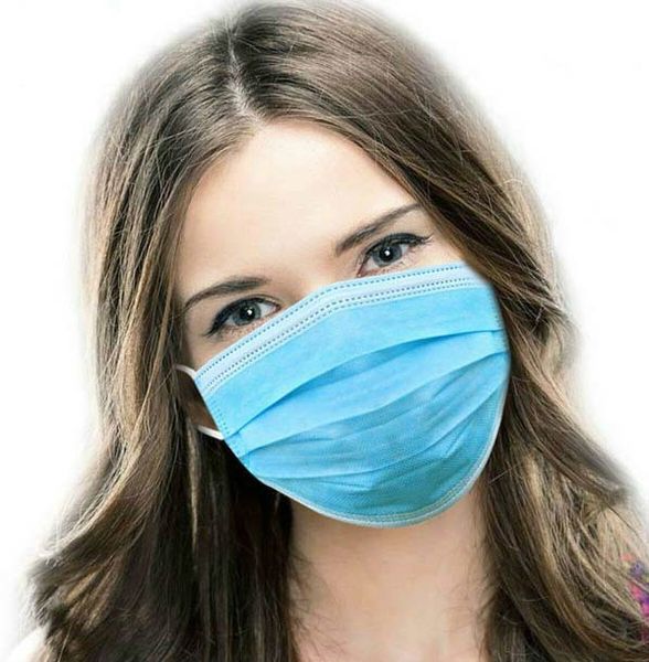 

woven in stock adults disposable face mask non face masks 3 layer anti-dust waterproof dust air pollution protection dhl/ups 4, Blue