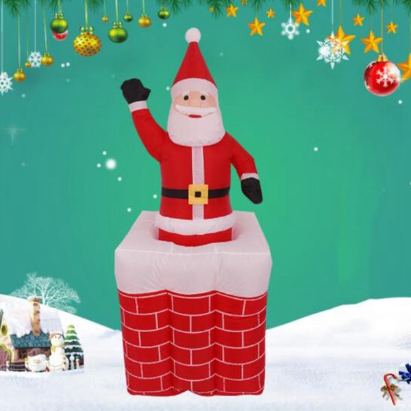 

1.6m led airblown inflatable animated santa rises from chimney up and down outdoor layout christmas decor figure kids classic to