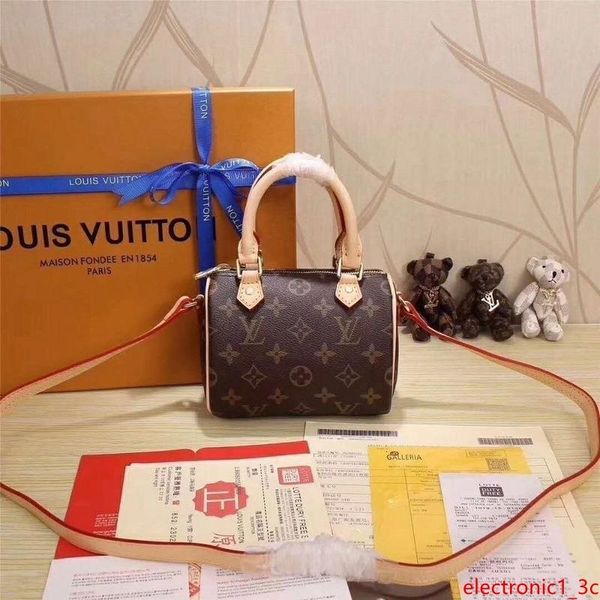 

latest m61252 nano speedy fashion brown mini shoulder bags hobo handbags handles boston cross body messenger shoulder bags
