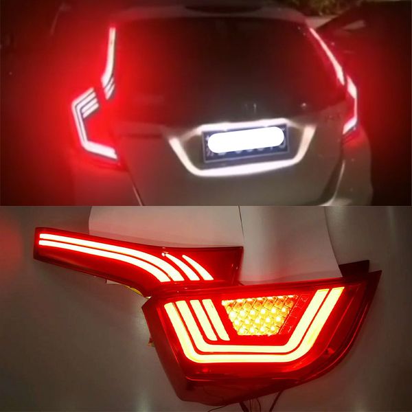 2PCS CAR Styling Lights для Honda Jazz Fit GK5 2014-2018 Светодиодные задние фонари задние лампы задней лампы DRL тормозной парк
