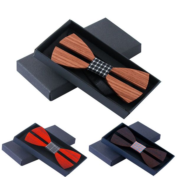 

maxi collar necktie wooden hollow bow tie handmade men's bow tie adjustable bow tie distinctive gifts with box for wedding gift, Black;gray