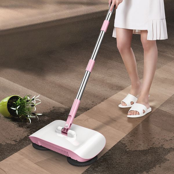 

stainless steel sweeping machine push type hand push magic broom dustpan handle household cleaning package hand push sweeper mop