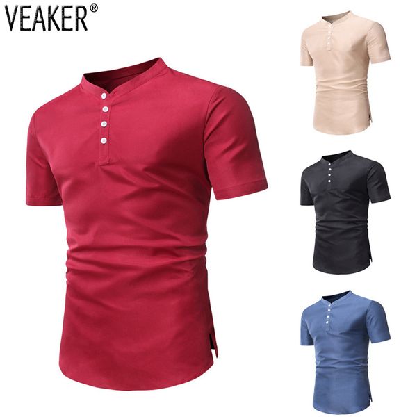 

2020 new men's chinese style t shirts slim fit short sleeve tee men summer solid color cotton linen t-shirt s-3xl, White;black